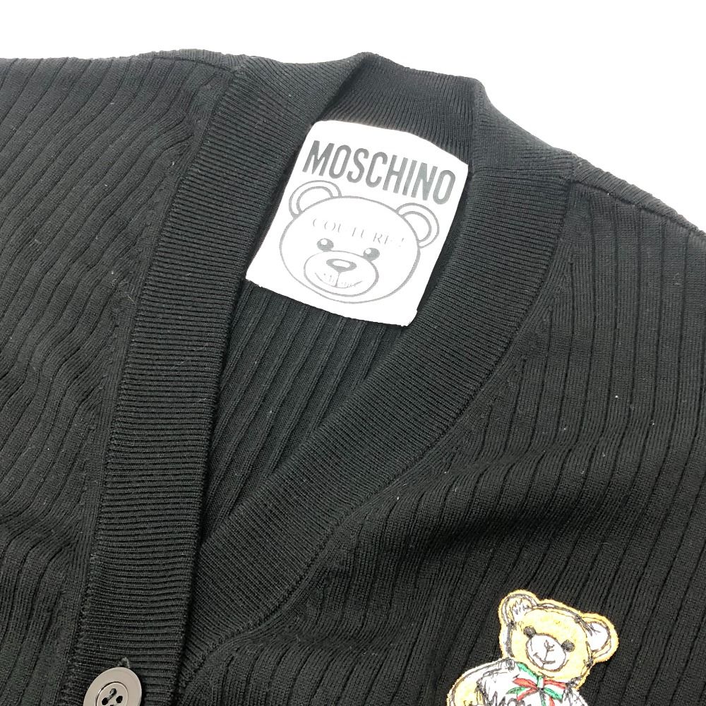 MOSCHINO モスキーノ カーディガン テディベア ワッペン コットン