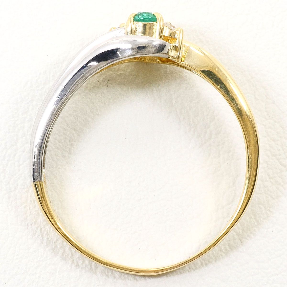 PT850/プラチナ K18YG リング・指輪 16号 エメラルド 0.16ct 