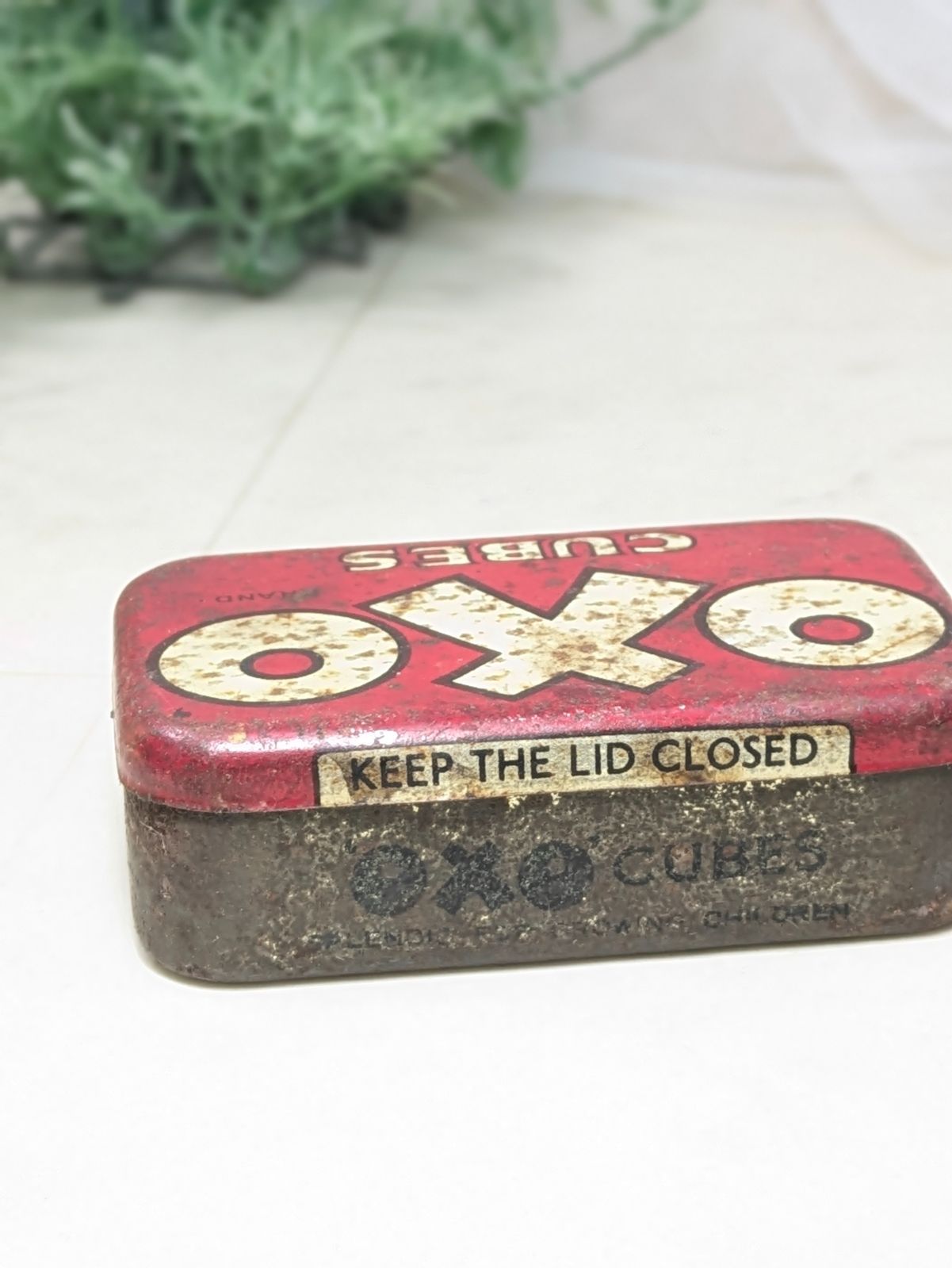 イギリス ヴィンテージ oxo スープストック 缶 箱 スプーン マグカップ 