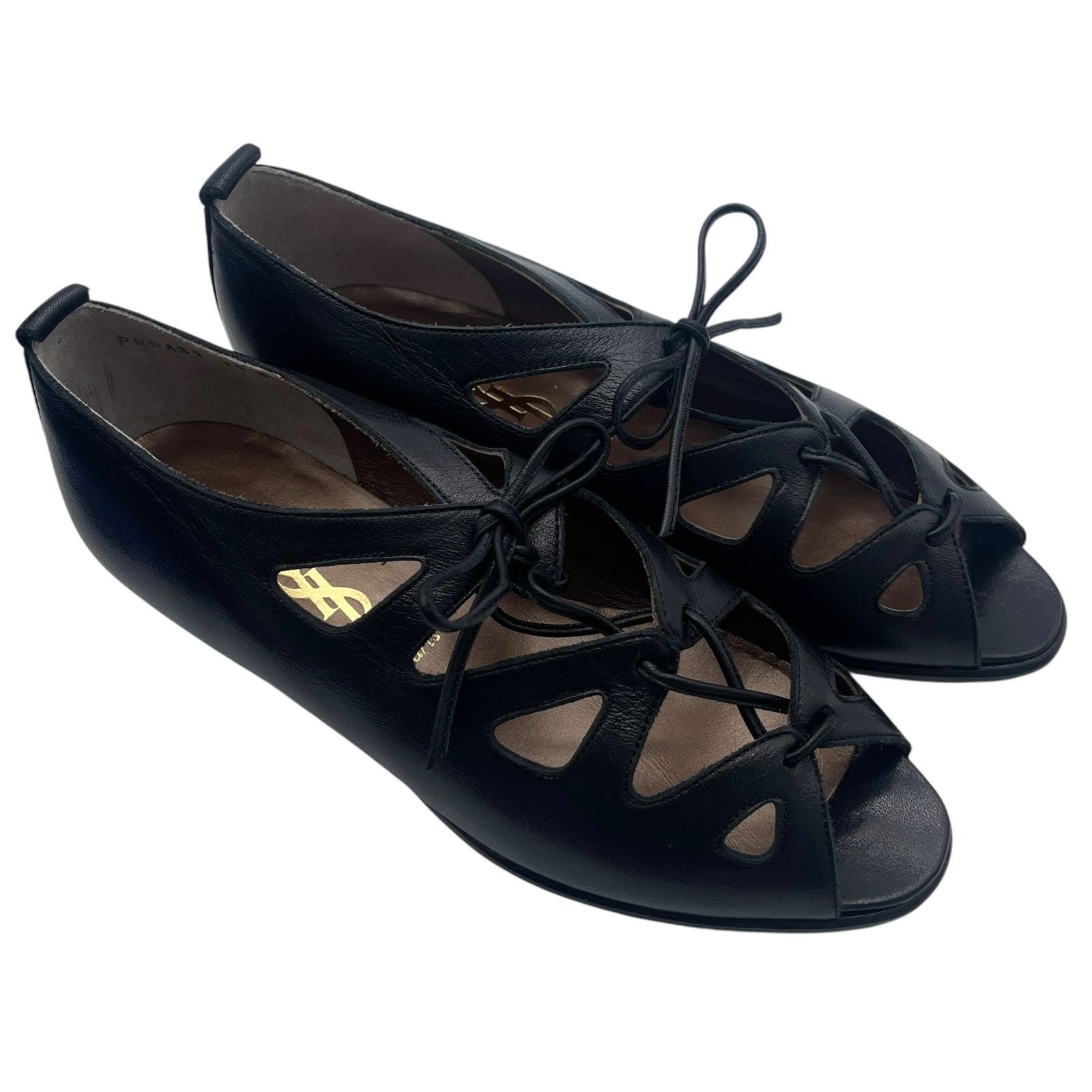 美品 Yves Saint Laurent イヴ・サンローラン レザーサンダル レース 