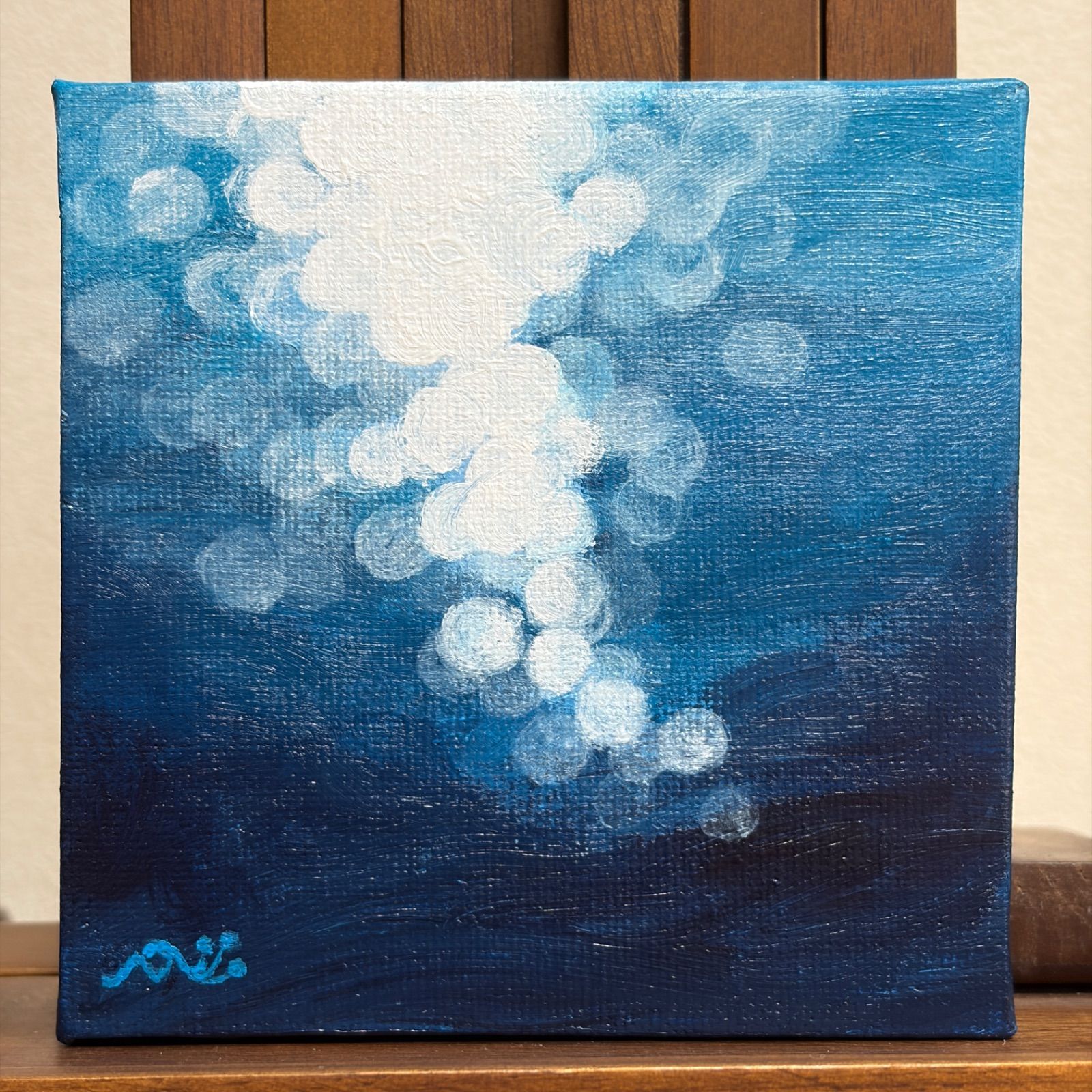 アクリル画 「水面に映る光」 手描き 絵画 風景画 - メルカリ