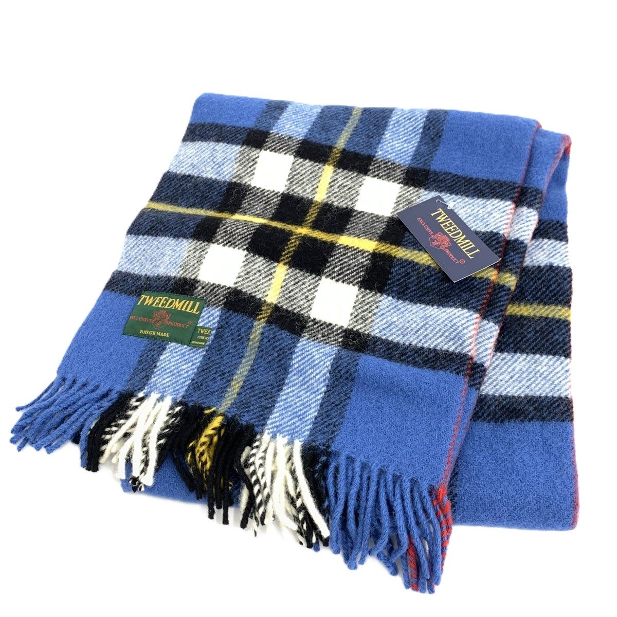 TWEEDMILL ツイードミル 大判ストール チェック柄/ウール/ピン付き