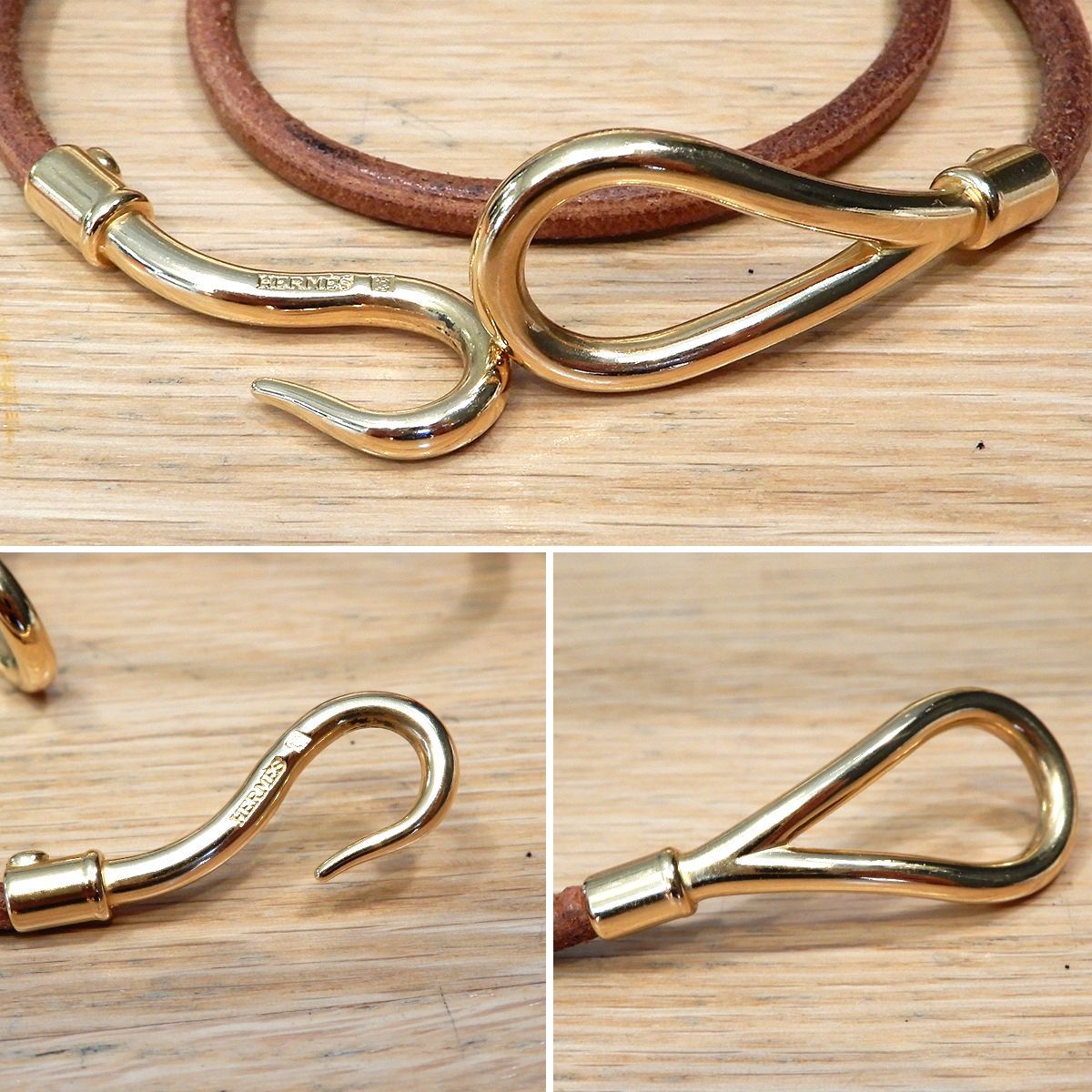 超美品 エルメス ジャンボ ドゥブルトゥール 2重ブレスレット レザー 