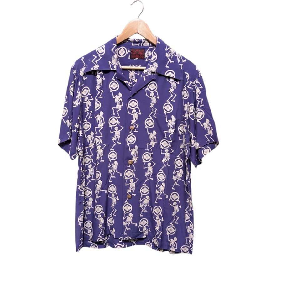 激レア　Evisu 開襟妖怪シャツ EVISU エヴィス ダンシングスカル ガイコツ アロハシャツ 開襟シャツ