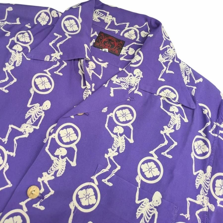 激レア　Evisu 開襟妖怪シャツ EVISU エヴィス ダンシングスカル ガイコツ アロハシャツ 開襟シャツ