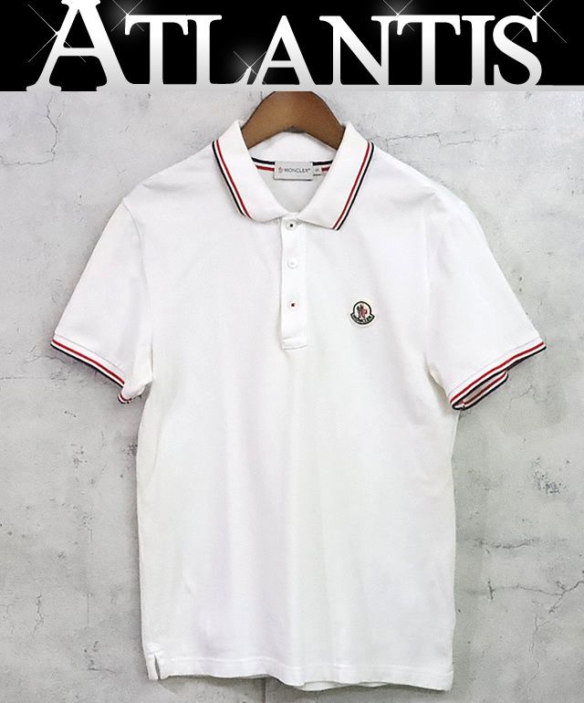 新品同様　モンクレール　ホワイト ポロシャツ Ｓ　ストライプ 袖　3S551 広尾店】 モンクレール MONCLER ポロシャツ sizeS 【19063】 - メルカリ