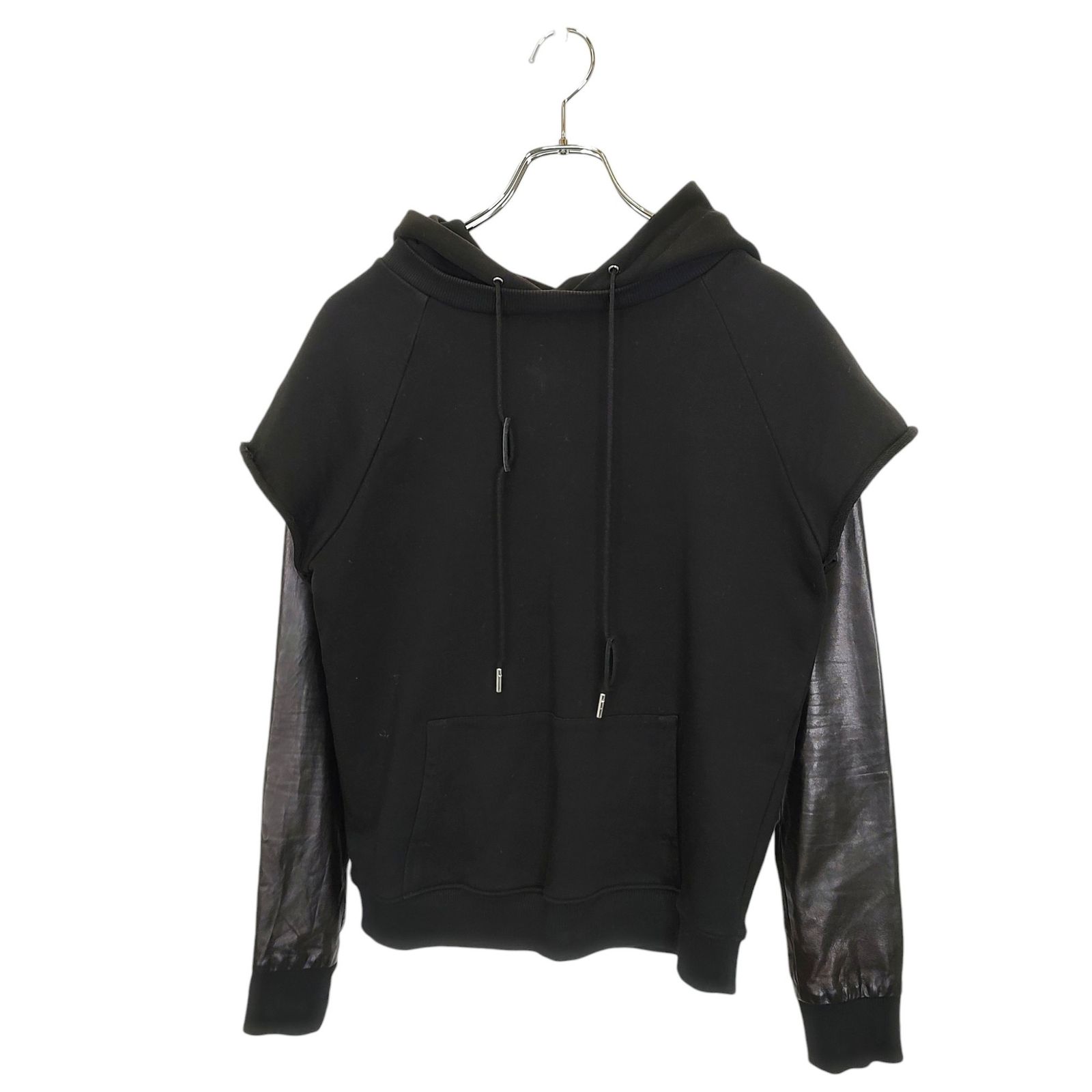 SAINT LAURENT PARIS サン ローラン パリ レザー切替パーカー US53