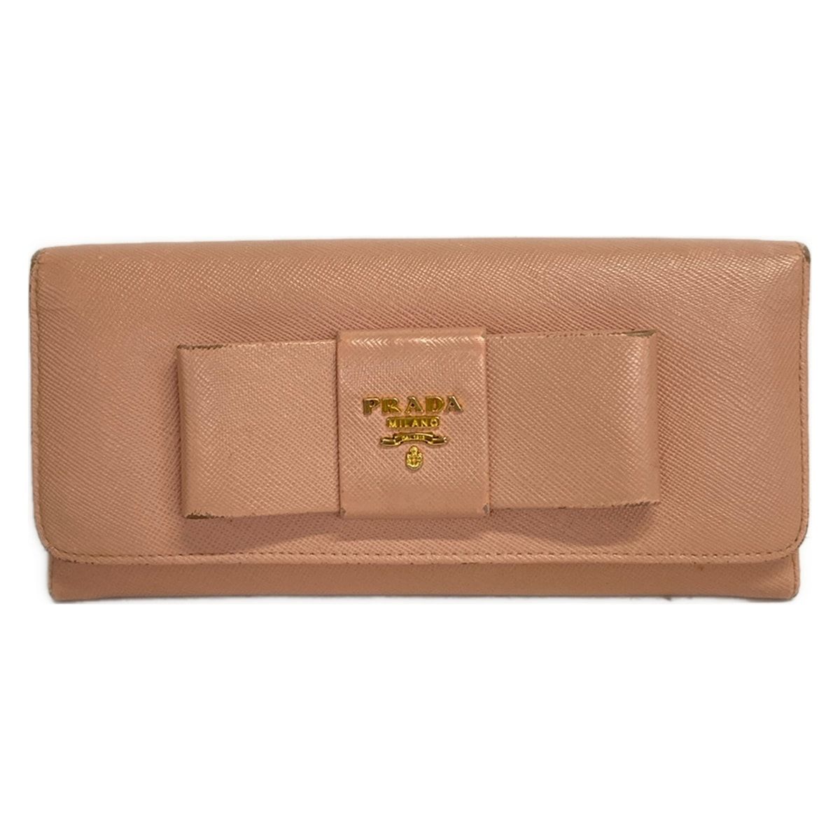 美品】PRADA プラダ 長財布 ピンク リボン プラダ PRADA 長財布 ピンク