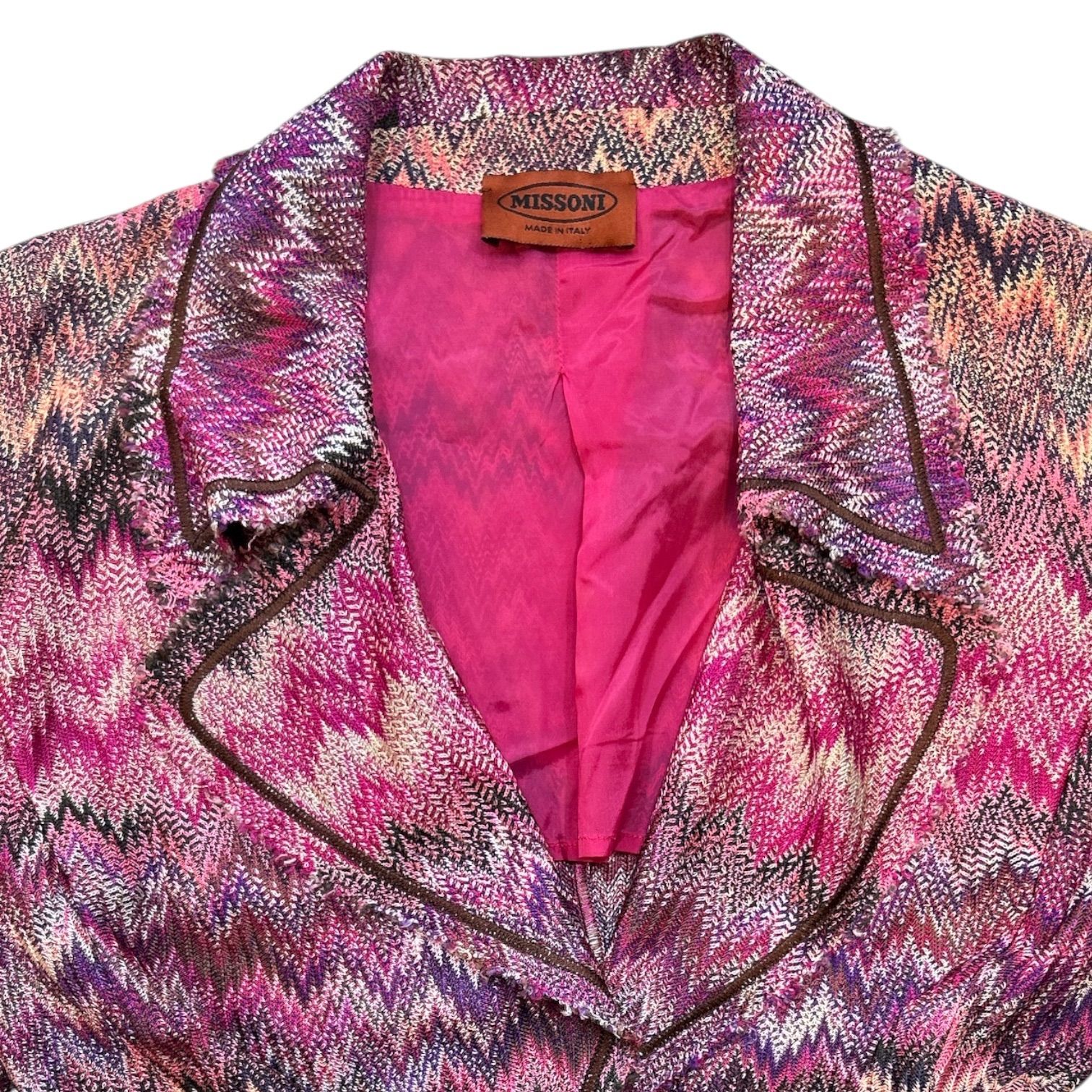 MISSONI ミッソーニ 総柄ジャケット フリンジ 切りっぱなし レーヨン 
