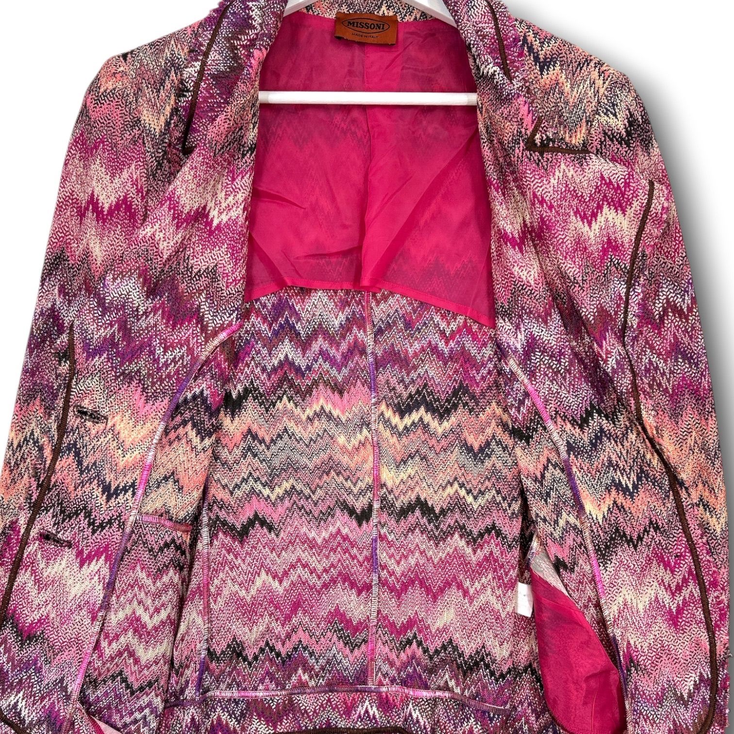 MISSONI ミッソーニ 総柄ジャケット フリンジ 切りっぱなし レーヨン 