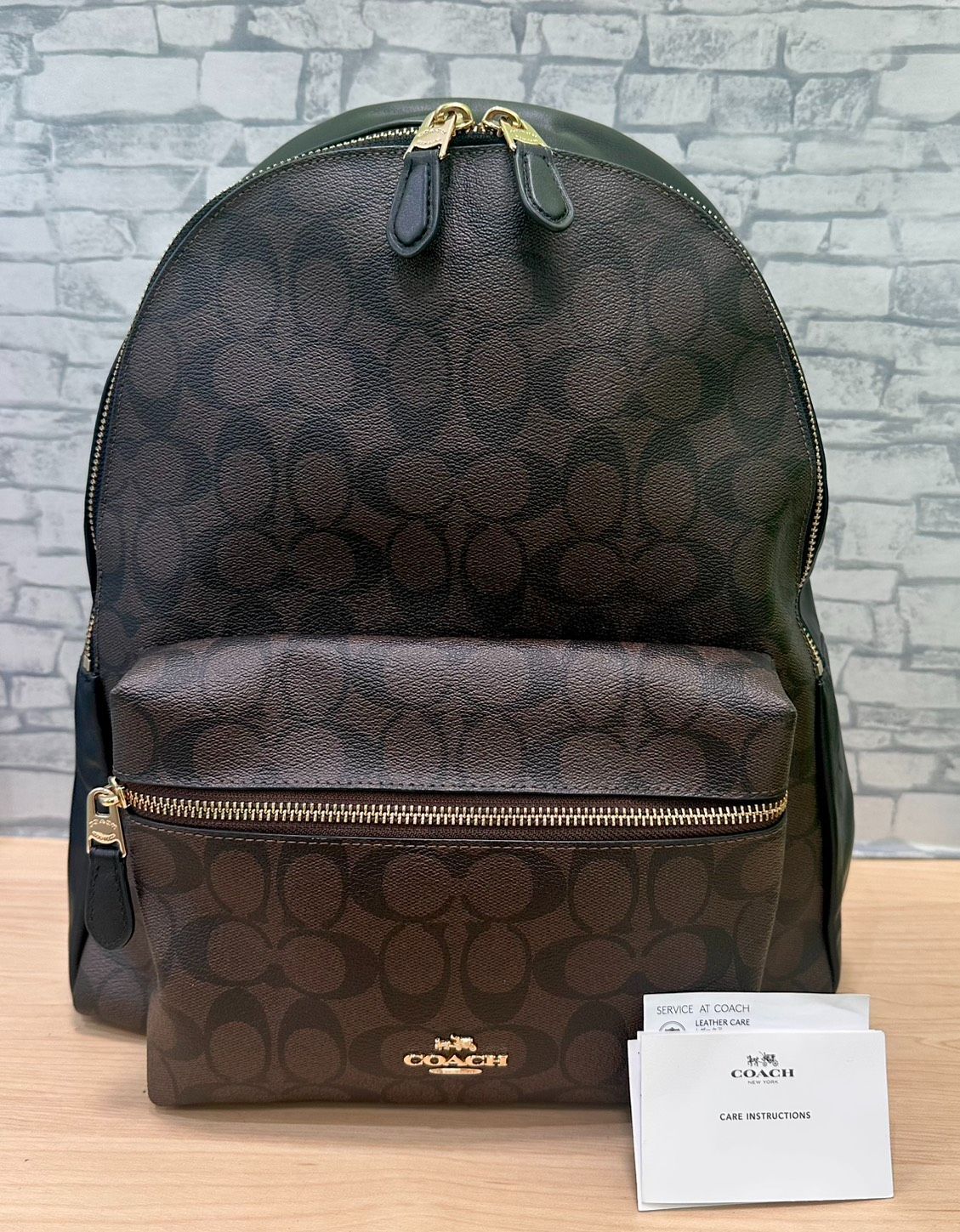 豊】美品! COACH コーチ リュック チャーリー シグネチャー ブラウン