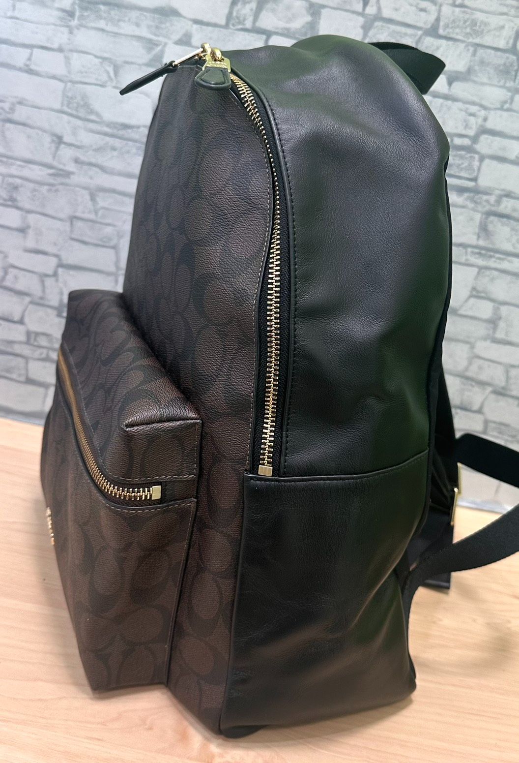 豊】美品! COACH コーチ リュック チャーリー シグネチャー ブラウン
