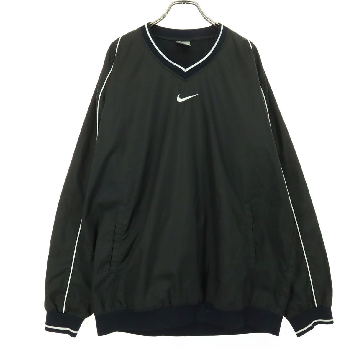 NIKE ナイキ スウッシュ 長袖 Vネック ピステ XL ブラック メンズ 古着 