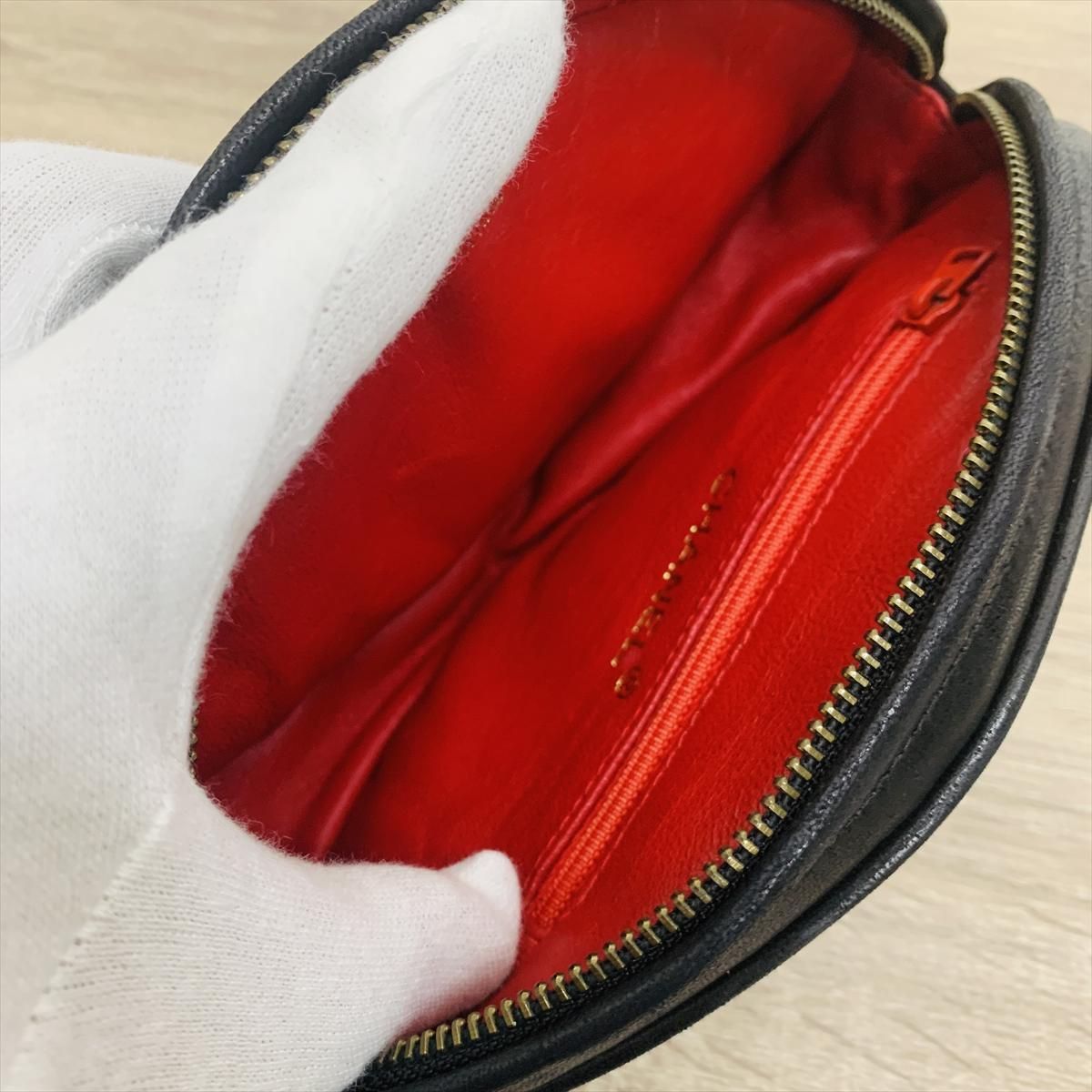 希少】CHANEL シャネル フリンジ サテン×ラムスキン ポーチ ブラック