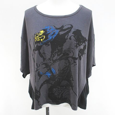Kafuv Tanggizi 半袖 Tシャツ カットソー M～L 灰系 グレー プリント 総柄