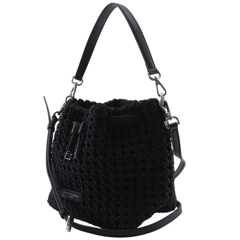 【GIANNI CHIARINI】ジャンニキアリーニ フィオーレ 2WAY ナイロン×レザー 黒 レディース ショルダーバッグ GIANNI CHIARINI】ジャンニキアリーニ フィオーレ 2WAY ナイロン