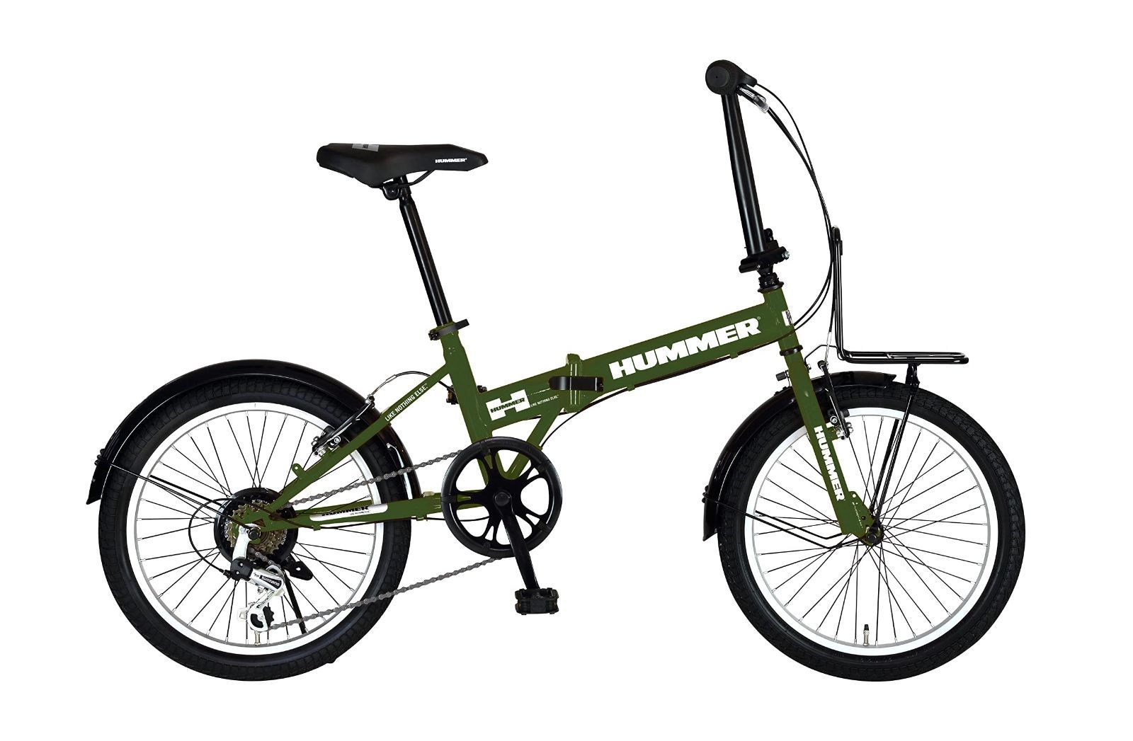 新商品 FDB206TANK-G 20インチ 折りたたみ自転車 HUMMER 6段変速/フロントキャリア/前後Vブレーキ/前後泥除け付き 63254