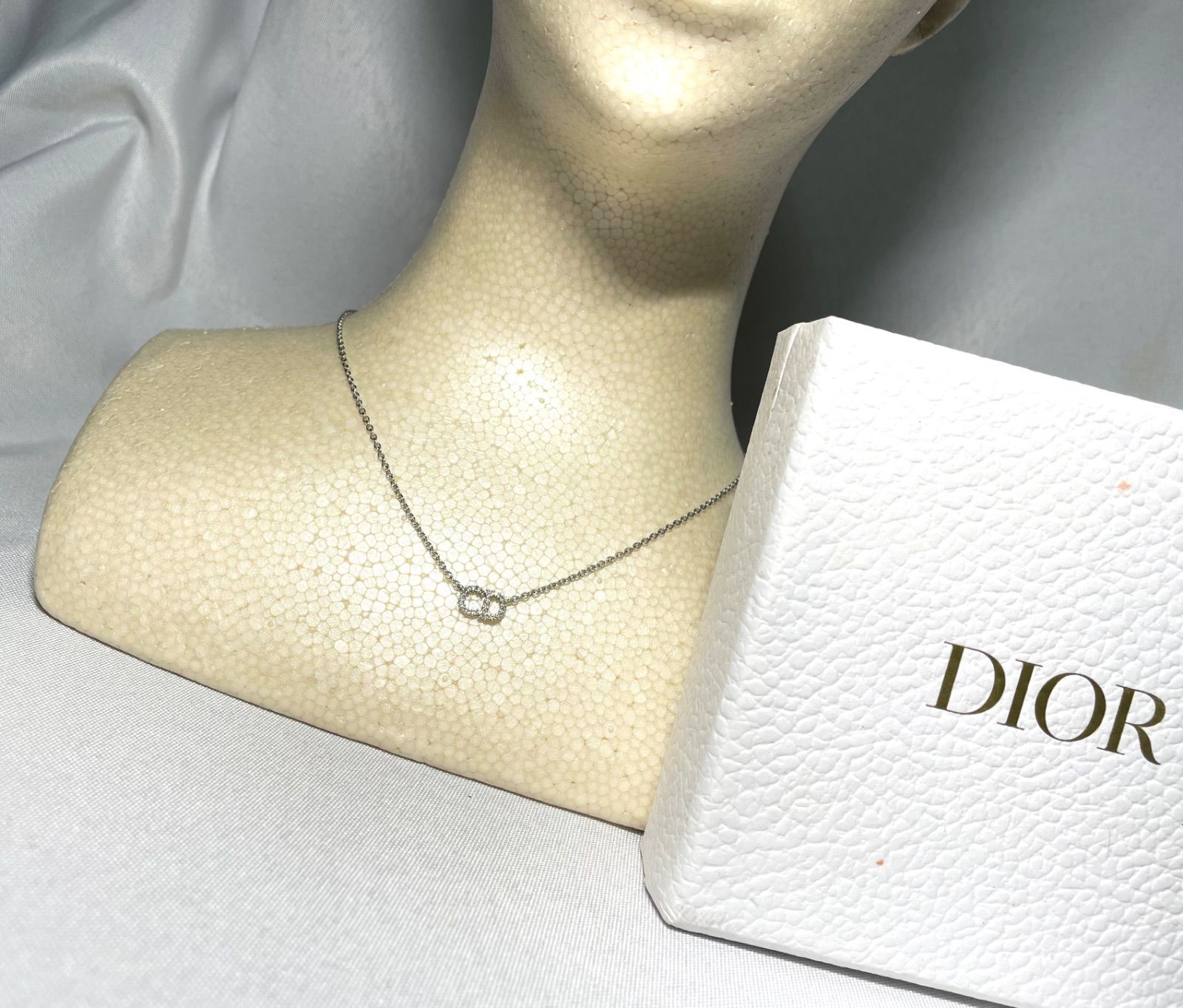 ★美品★ DIOR チェーンネックレス シルバー系　132 Christian Dior(クリスチャンディオール) CD ICON chain link necklace