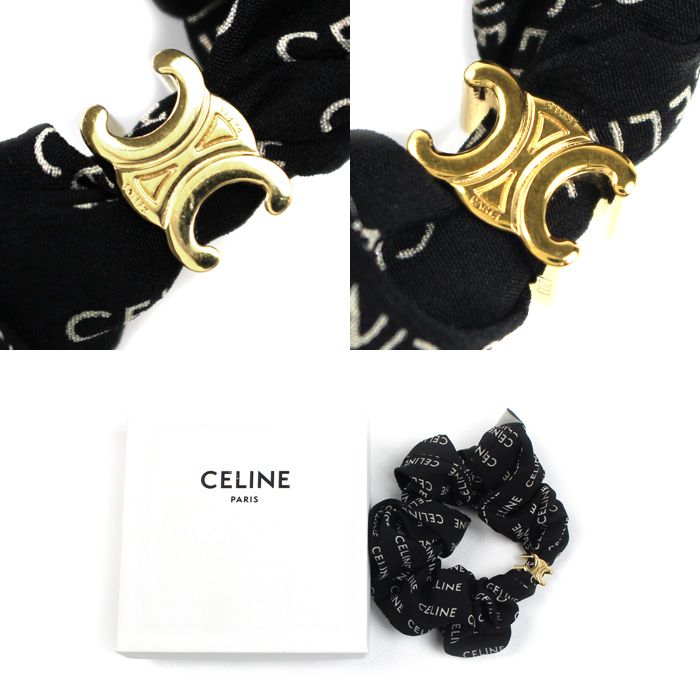 CELINE セリーヌ シルク 真鍮 レイユール ヘアアクセサリー シュシュ