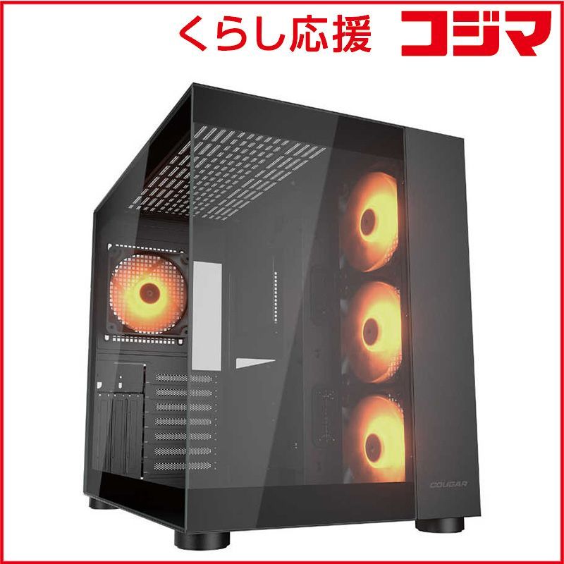 【 新品 未開封 】 COUGAR　(FV150 RE Black)/カラ-ブラック/マイナーアップグレードバージョン/ピラーレスミドルタワーケース FV150 ブラック　CGR-5KA1B-RGB-J 未使用 送料無料