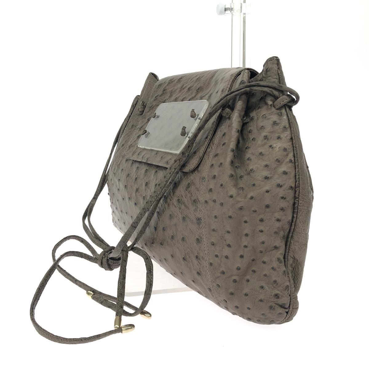 COMTESSE コンテス ショルダーバッグ オーストリッチ グレー 