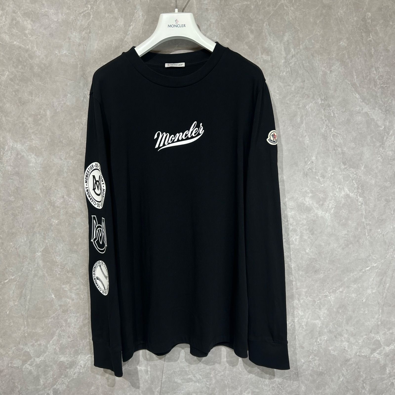 MONCLER　モンクレール 美品】 MONCLER モンクレールロンT長袖Tシャツ黒xs-安心一年保証