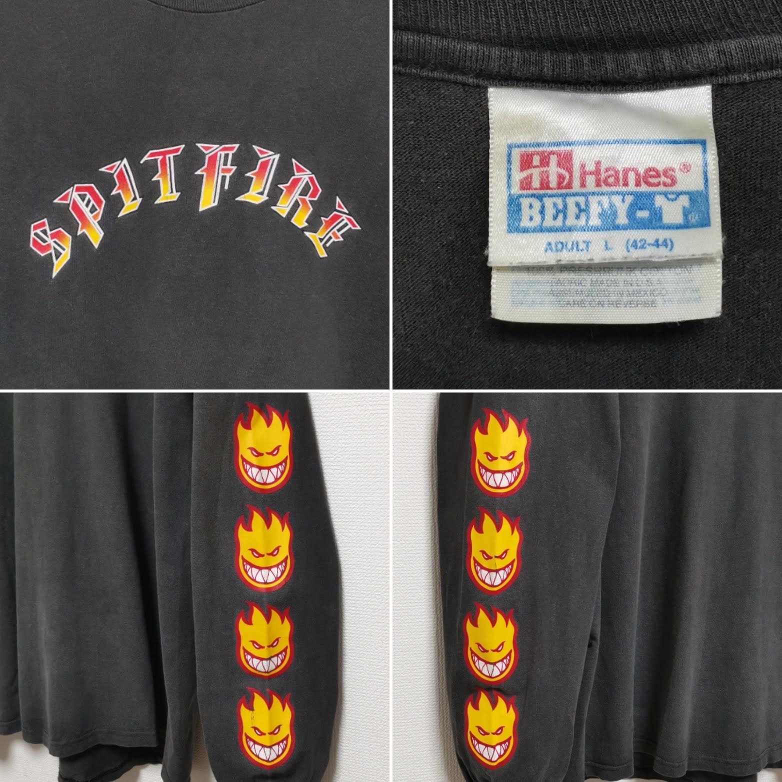 L 90s SPITFIRE ロンT Hanes 長袖 Tシャツ 黒 USA - メルカリ