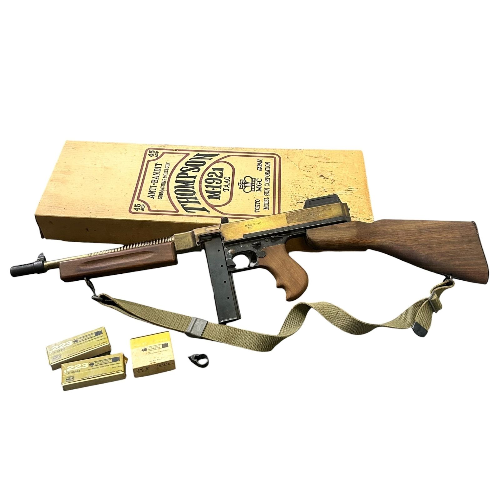 ■MGC トンプソン M1921 モデルガン 木製ストック カートリッジ付 セット2506036,2506036