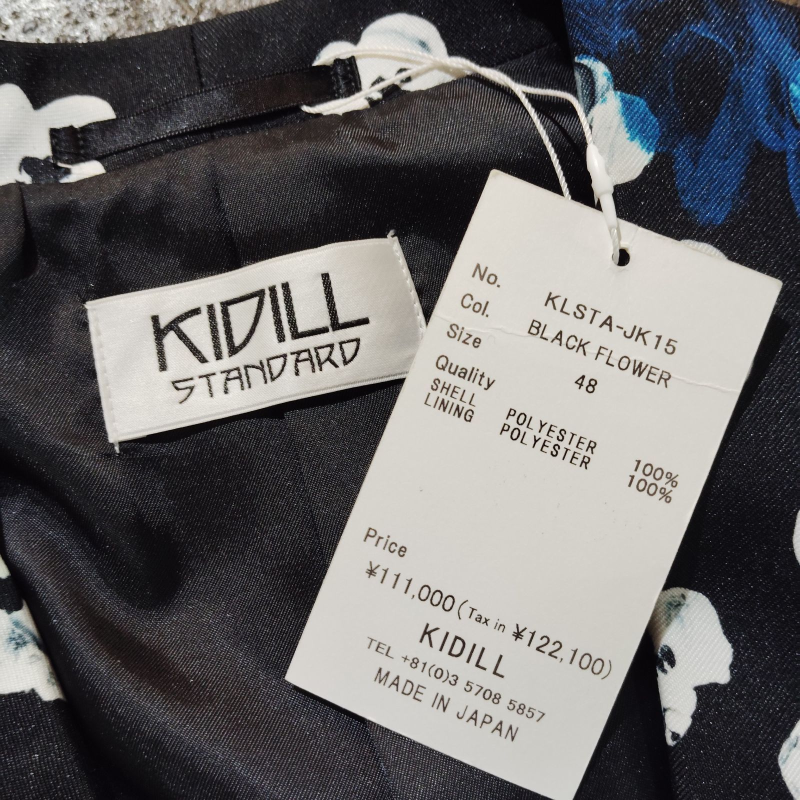 KIDILL 23ss BLACK FLOWER JACKET 48 キディル 2023ss ブラック 