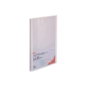 (まとめ) TANOSEE クリアファイル A4タテ20ポケット 背幅14mm クリア 1セット(10冊) 〔×10セット〕