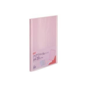 (まとめ) TANOSEE クリアファイル A4タテ20ポケット 背幅14mm ピンク 1セット(10冊) 〔×10セット〕