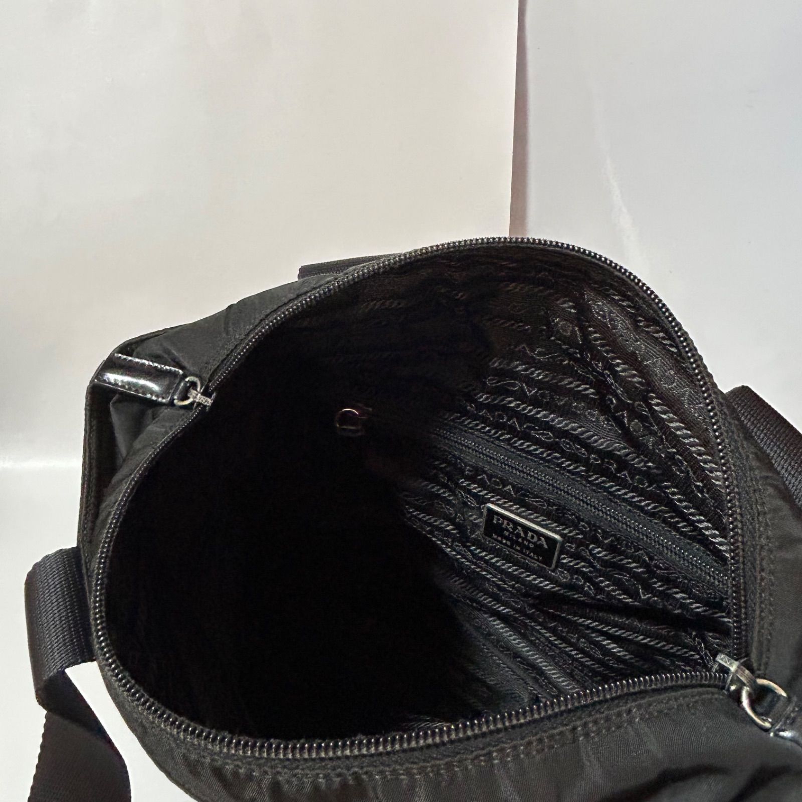 PRADA プラダ ナイロン レザー トートバッグ ブラック シルバー金具 