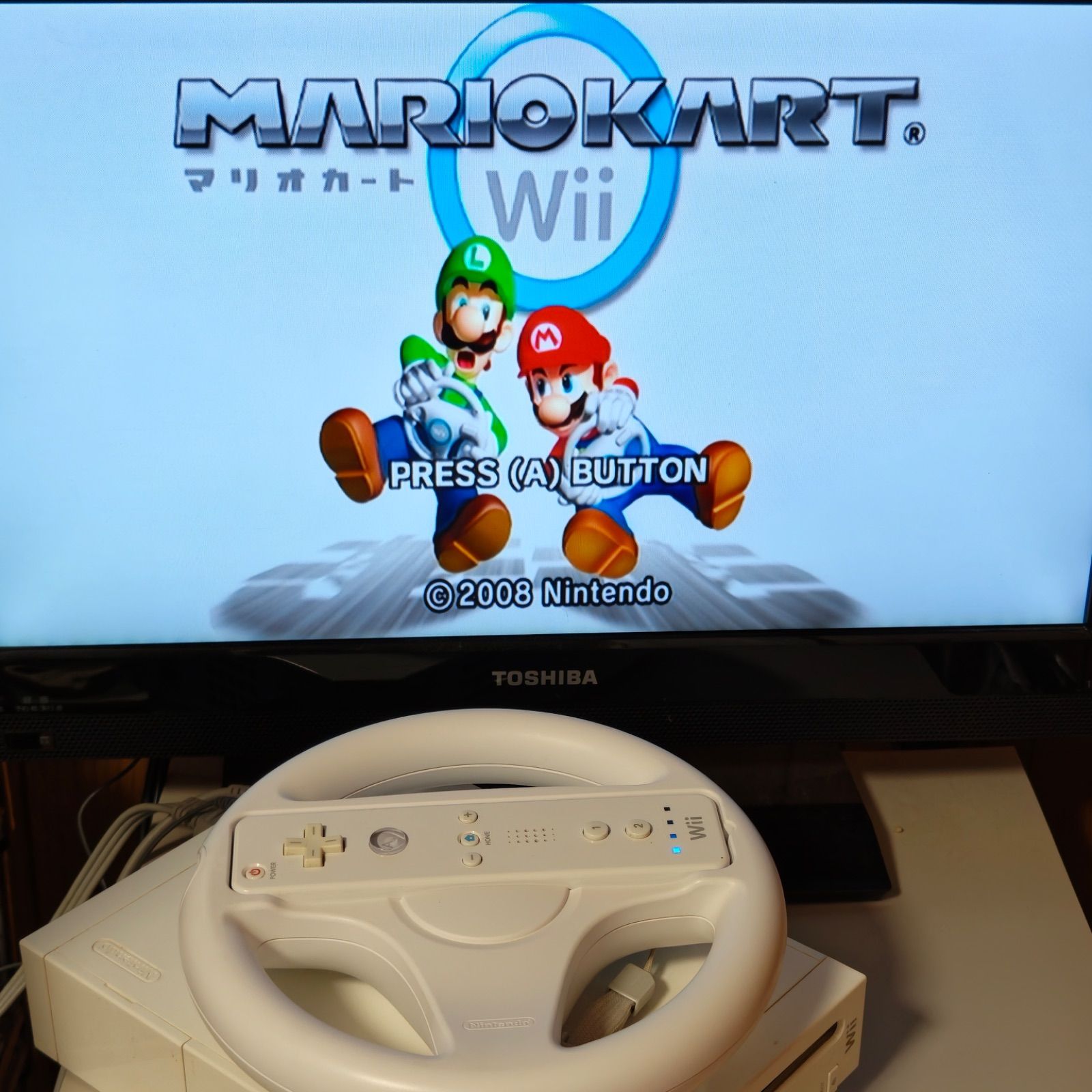 美品・メンテ済】Wii シロ 箱説付 人気ソフト3本＆ハンドル 豪華セット 