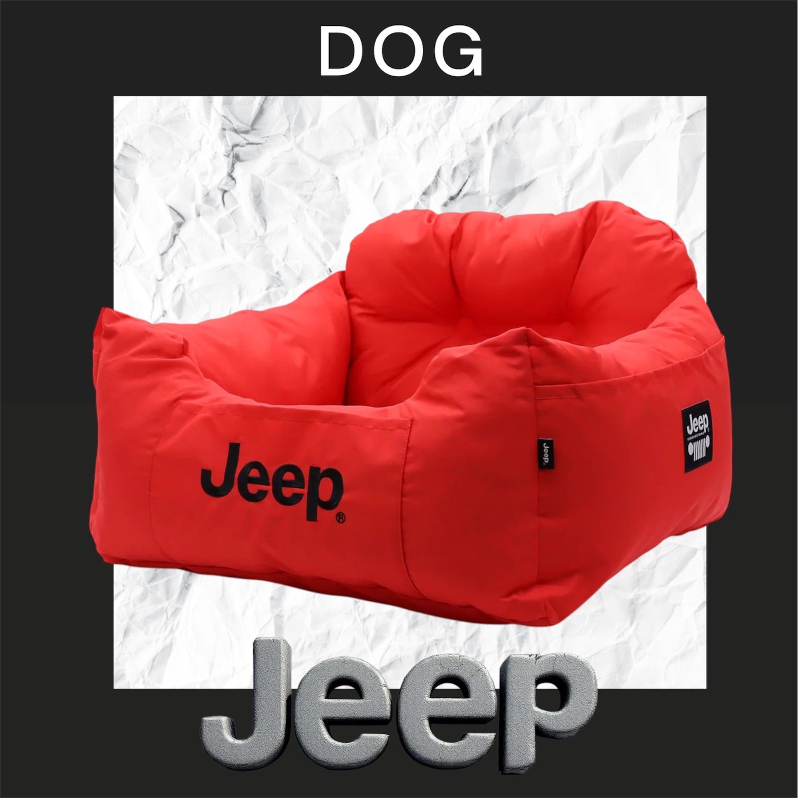 【超メルカリ市価格】 大人気　JEEPドライブベッド レッド 入荷】JEEP ドライブベッド 犬用 車用ベッド 置き型 （ REDは予約注文
