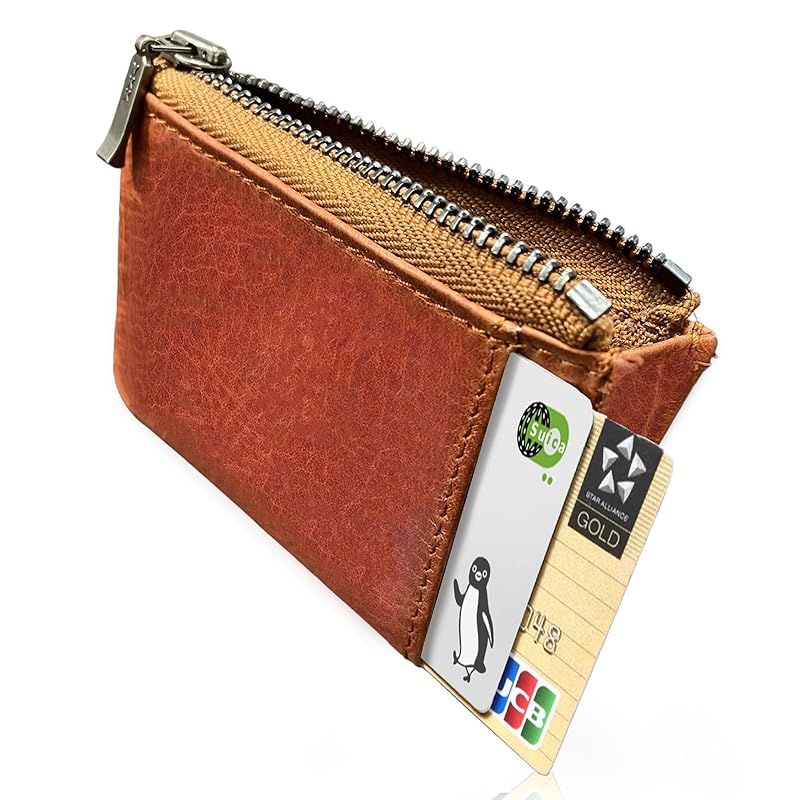 【新品】 【究極の小銭入れ レザーソムリエ監修 最低限の小銭とカード２枚】小銭入れ メンズ 本革 コンパクト 小さい 極小 コインケース カード入れ カードケース (キャメル) 0
