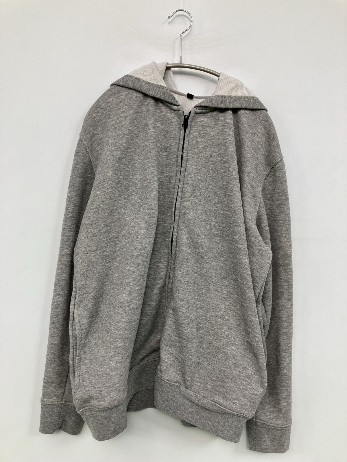 パーカー M グレー 無地 ジップアップ 長袖-ネット買い