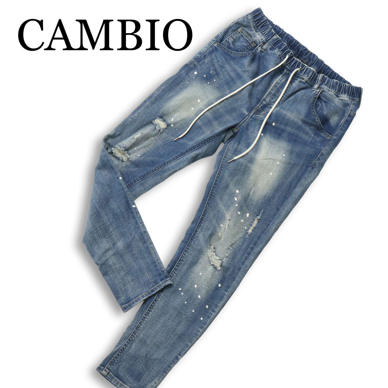 CAMBIO カンビオ 通年☆ ダメージ加工 ペンキ ストレッチ デニム 