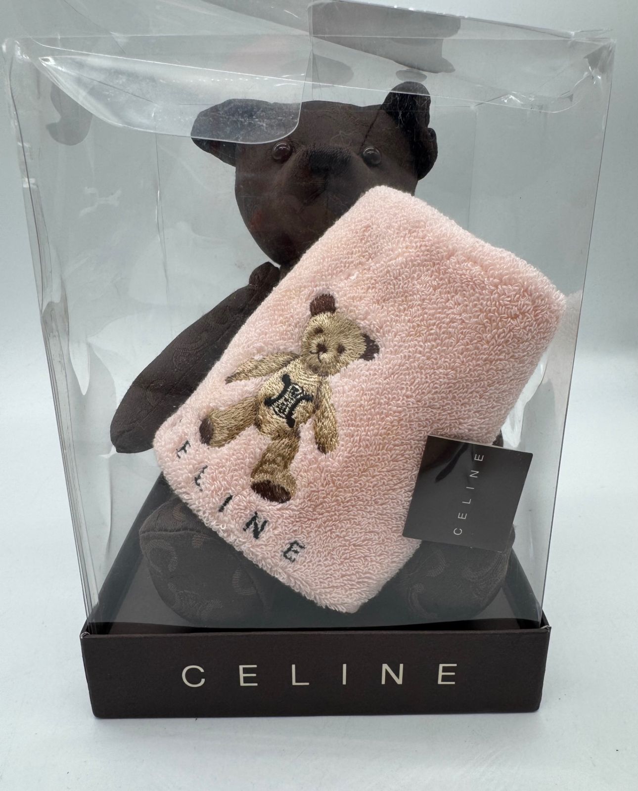 【CELINE】テディベア ブラウン 未使用品】CELINE セリーヌ テディベアハンカチセット ブラウン ピンク