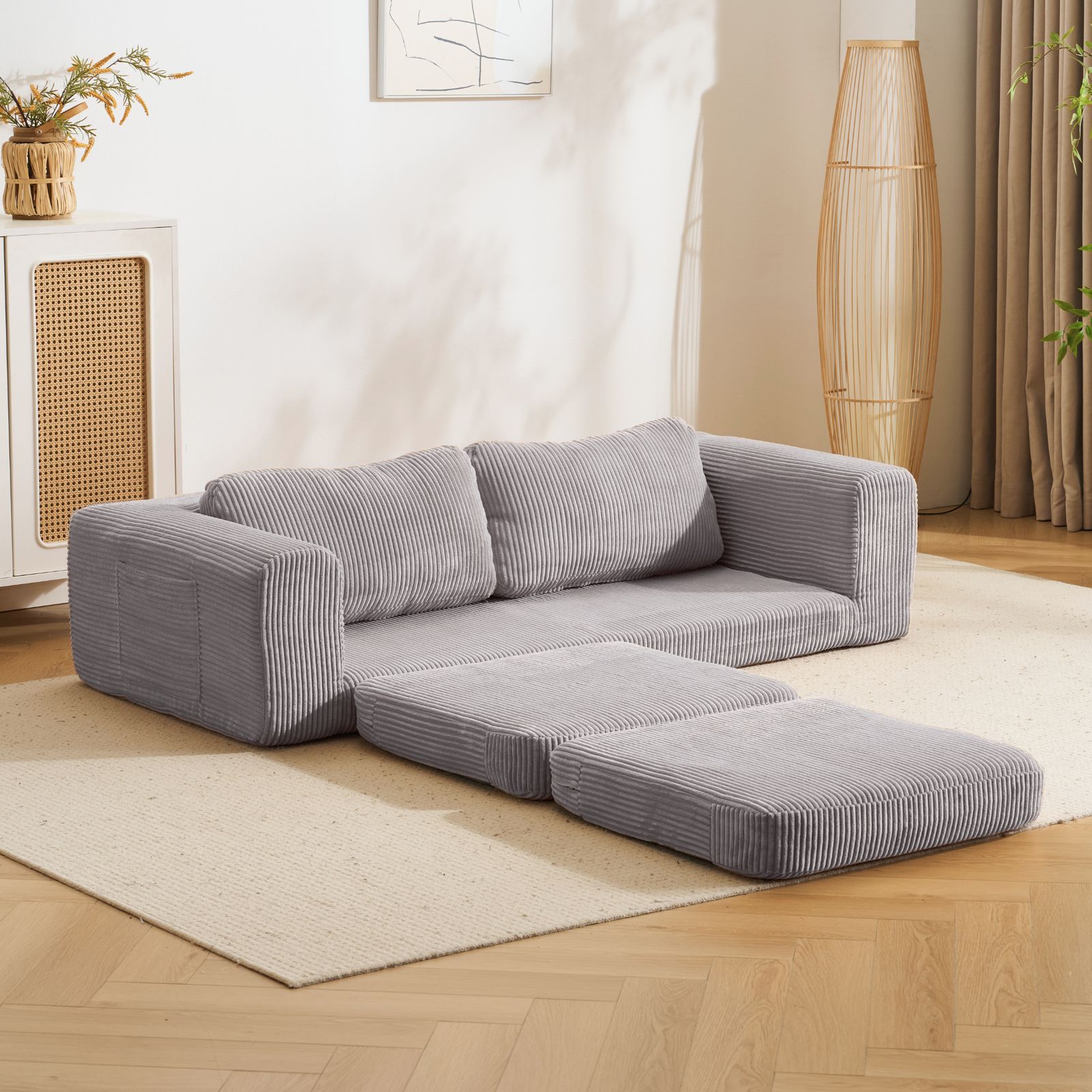 全新品 ソファベッド 組立て不要 二人掛け 2.5人掛け フロアソファ 