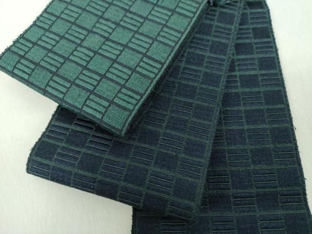 平和屋着物●男性　本場筑前博多織　両面　角帯　格子間道　正絹　逸品　未使用　DABE5215ps 平和屋着物○男性 本場筑前博多織 両面 角帯 格子間道 正絹 逸品 未