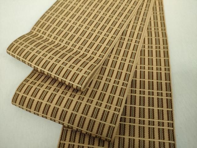 平和屋着物●男性　本場筑前博多織　角帯　格子　正絹　逸品　DABE5223ps