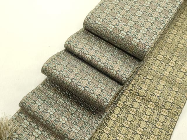 平和屋着物●男性　本場筑前博多織　両面　角帯　抽象文　正絹　逸品　未使用　DABE1705op