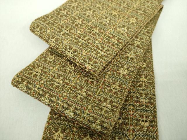 平和屋着物●男性　本場筑前博多織　角帯　格子　正絹　逸品　DABE5244ps