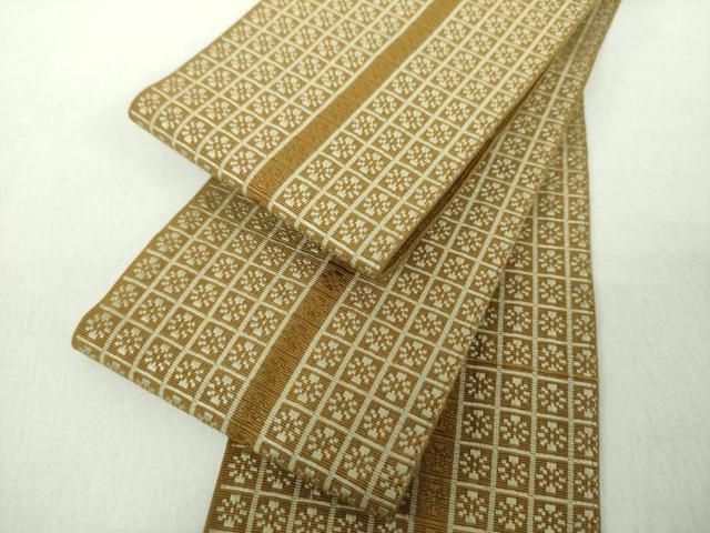 平和屋着物●男性　本場筑前博多織　両面　角帯　いちご錦　正絹　逸品　DABE5246ps
