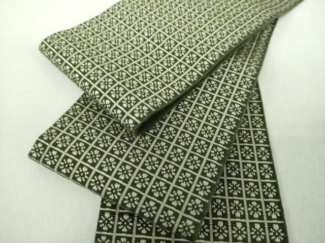 平和屋着物●男性　本場筑前博多織　両面　角帯　いちご錦　正絹　逸品　DABE5249ps