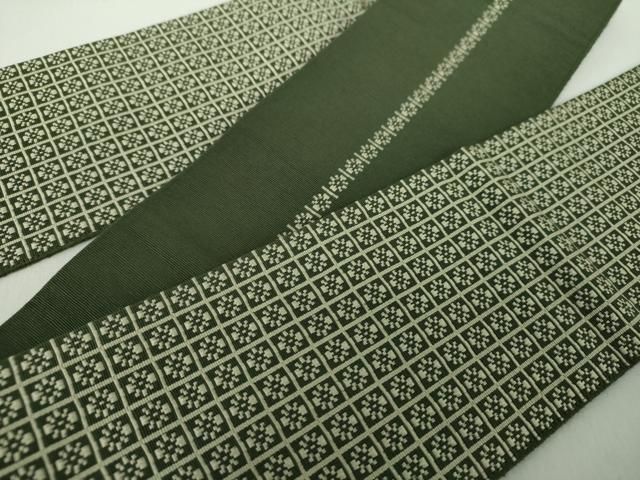 平和屋着物●男性　本場筑前博多織　両面　角帯　いちご錦　正絹　逸品　DABE5249ps