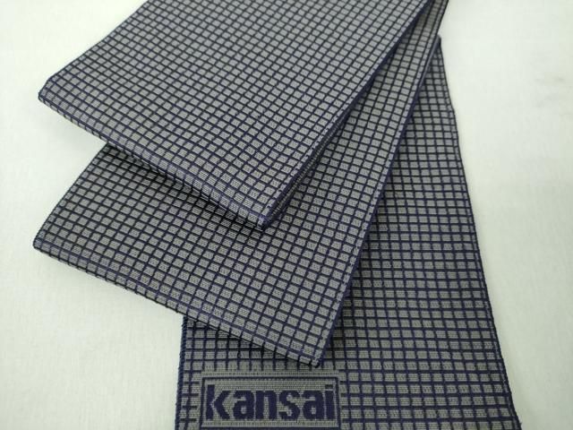平和屋着物●男性　世界的ファッションデザイナー　山本寛斎　kansaiブランド　両面　角帯　格子　逸品　未使用　DABE5257ps