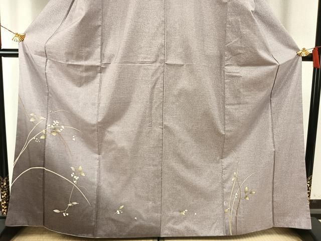 平和屋着物○本場大島紬 染大島 訪問着 枝花文 金彩 正絹 逸品