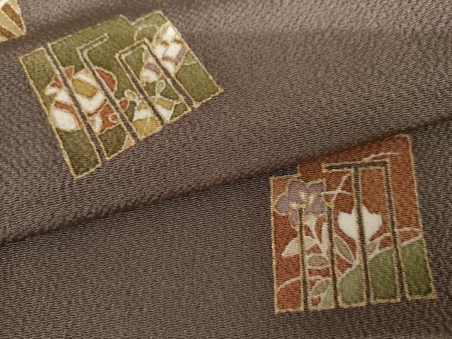 平和屋着物○訪問着 源氏香花文 金彩 鬼しぼ縮緬 正絹 逸品 AABI0050cs