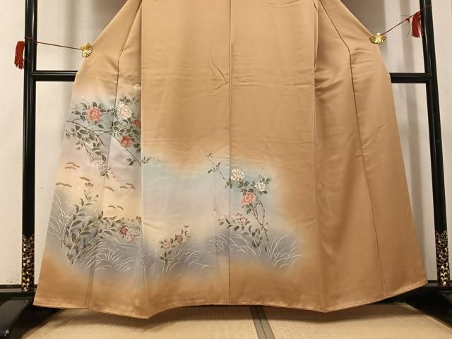平和屋着物○訪問着 友禅 草花文 暈し染め 金彩 正絹 逸品 AABH9717ph